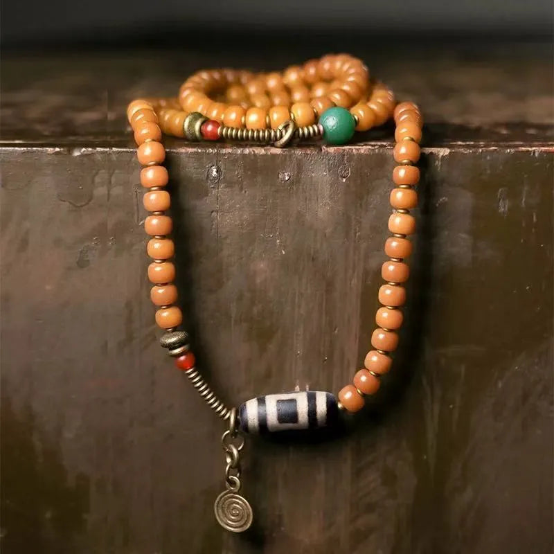 Prosperity Blessing Necklace and Bracelet with Bodhi and Dzi Bead