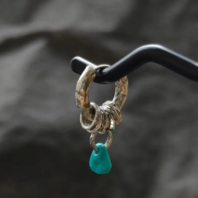 Artisan-Crafted Turquoise Silver-Plated Earrings for Luck and Protection