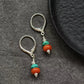 Snowland Soul Turquoise South Red Agate Silver Earrings