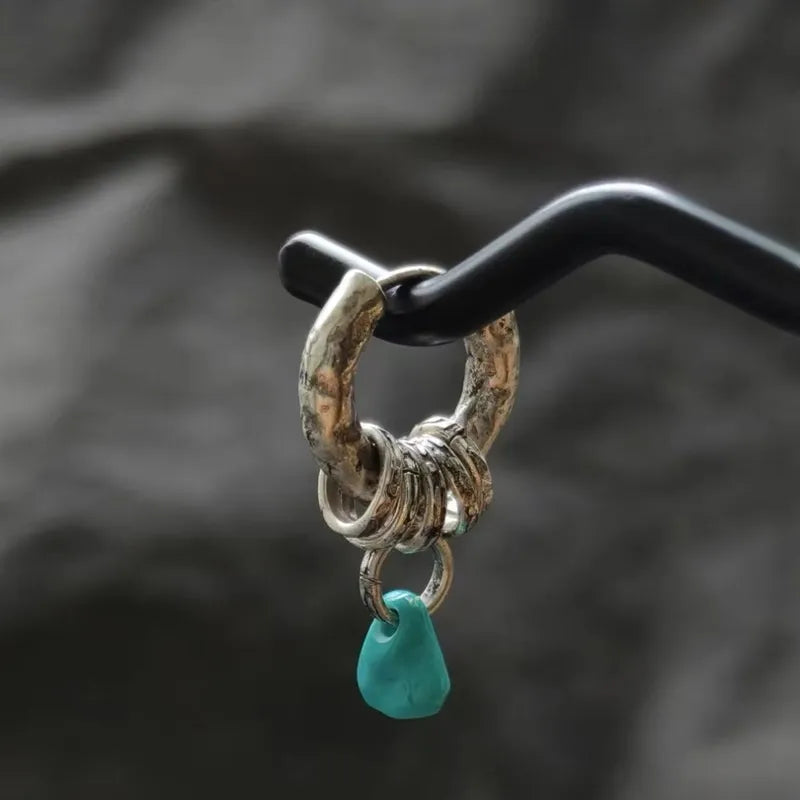 Artisan-Crafted Turquoise Silver-Plated Earrings for Luck and Protection