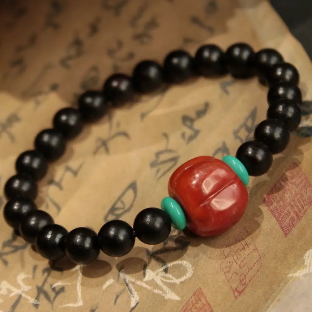 South Red Agate Sandalwood Bracelet for  Love and Spirituality Energy