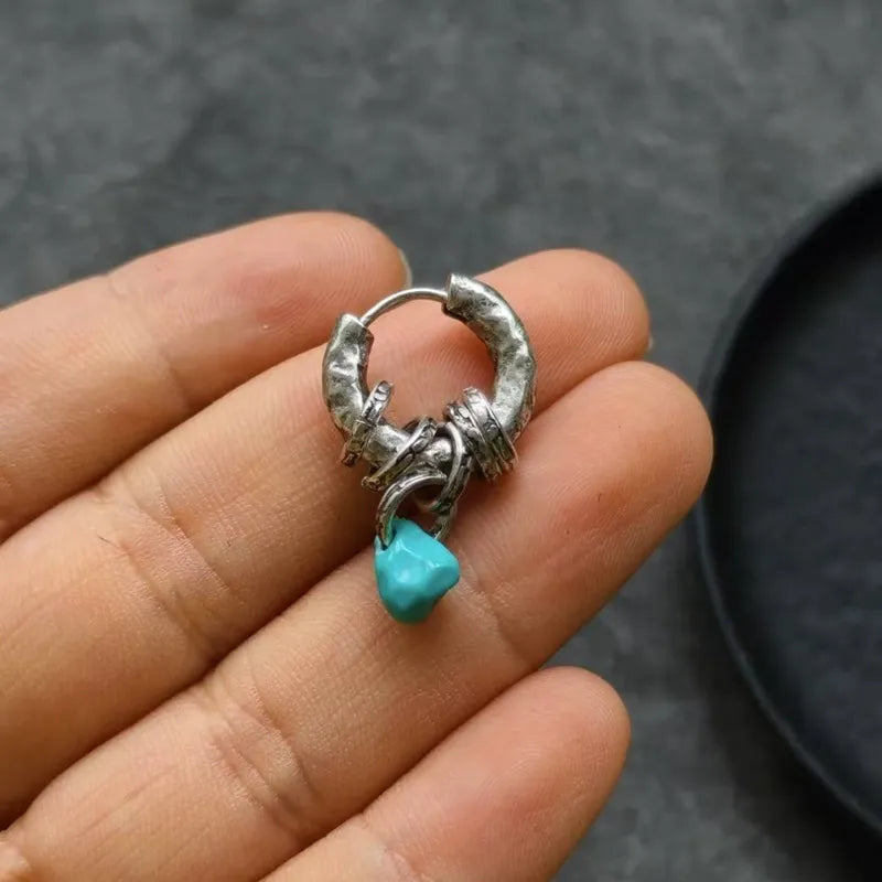 Artisan-Crafted Turquoise Silver-Plated Earrings for Luck and Protection