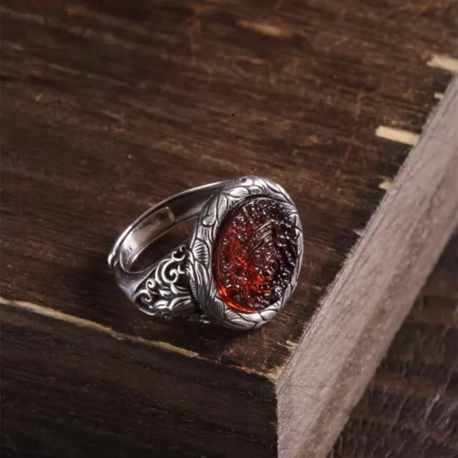 Blood Amber Zhashilhamo Wealth Ring