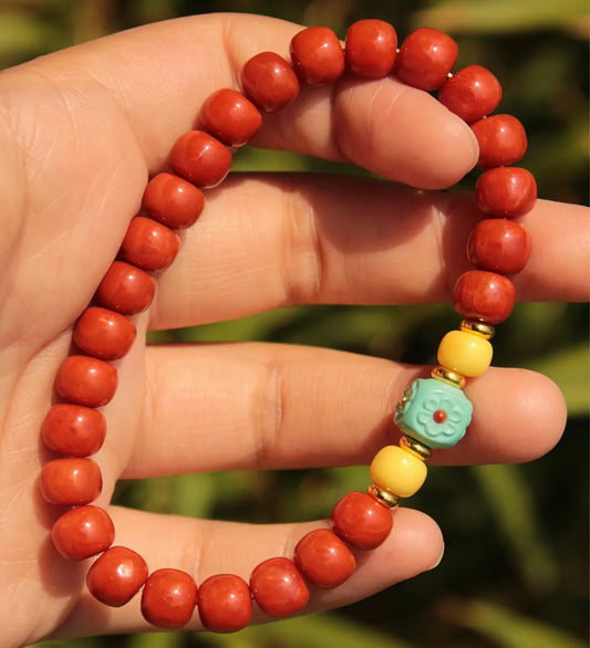 Lucky Energy South Red Agate Bead Bracelet  8mm
