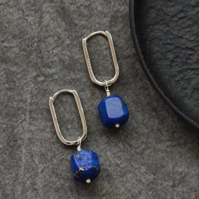 Natural Prosperity Lapis Lazuli Silver Earrings