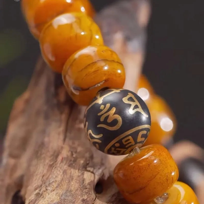 Dzi Bead and Yak Bone Bracelet for Courage and Embrace Sacred Guardian Energy