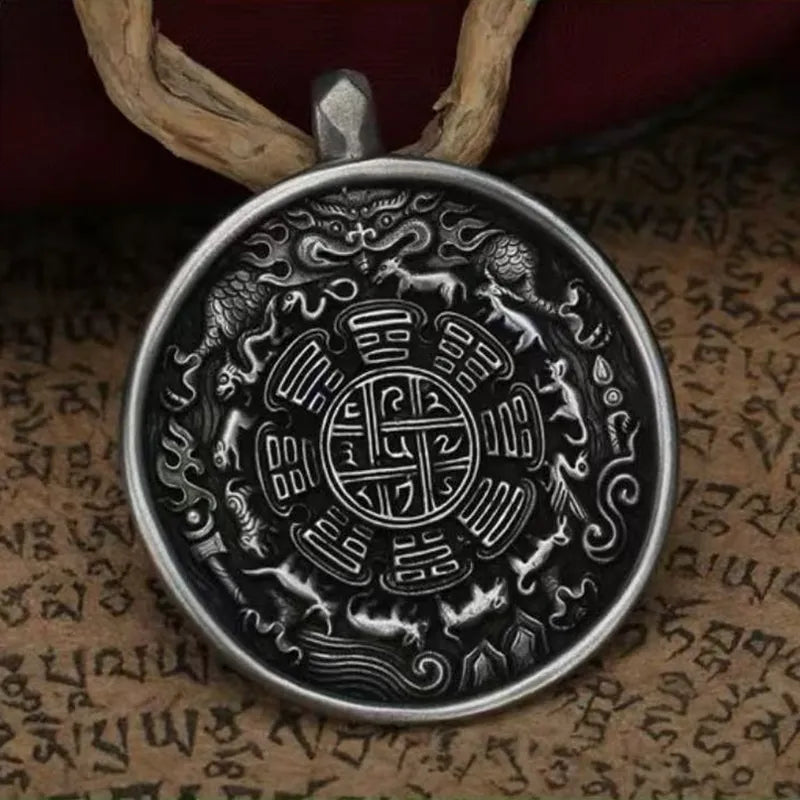 Artisan-Crafted Copper Prosperity Amulet Pendant for Wealth and Abundance