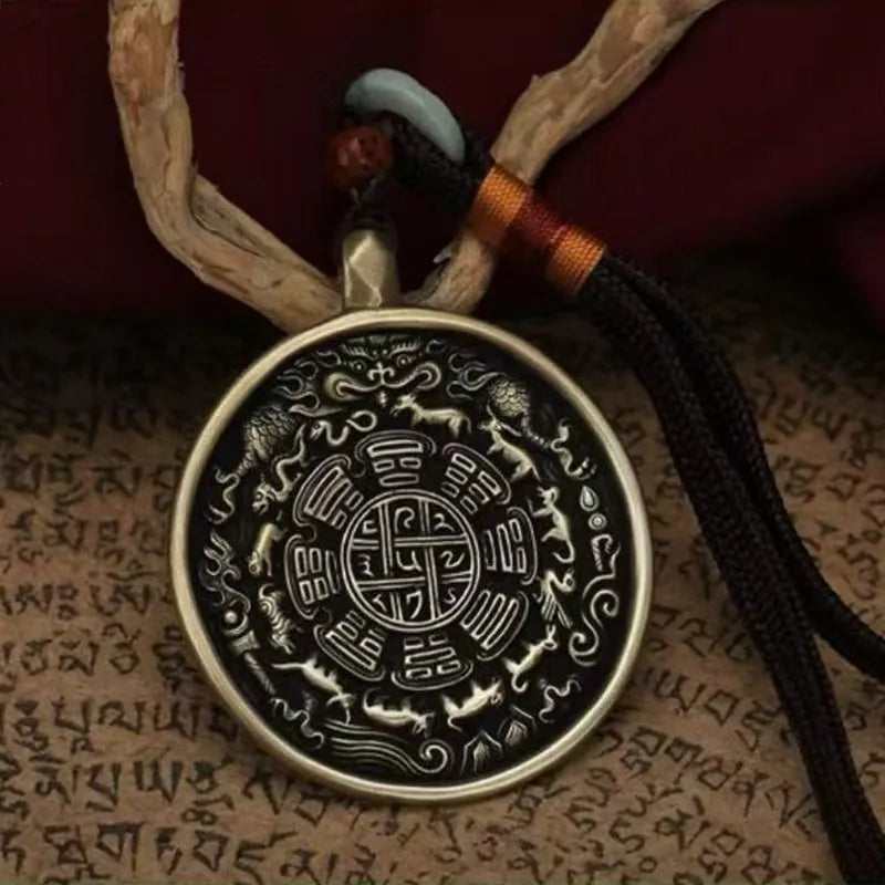 Artisan-Crafted Copper Prosperity Amulet Pendant for Wealth and Abundance