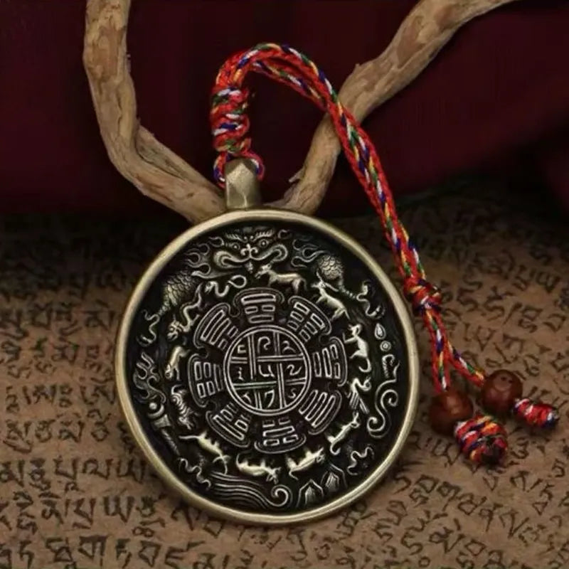 Artisan-Crafted Copper Prosperity Amulet Pendant for Wealth and Abundance