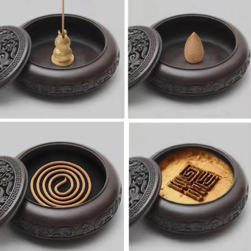 Premium Auspicious Solid Copper Tibetan Incense Burner