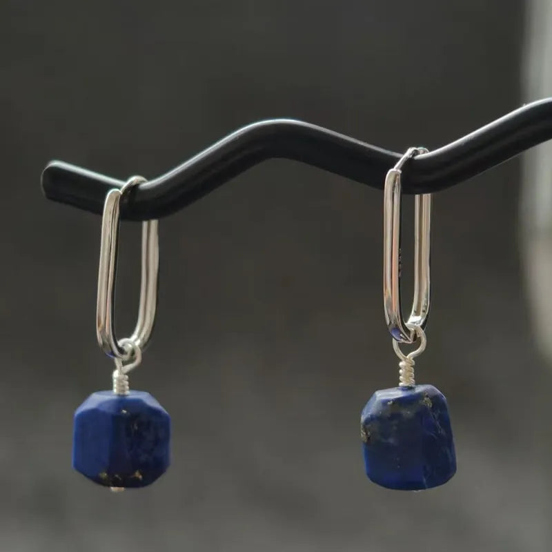 Natural Prosperity Lapis Lazuli Silver Earrings