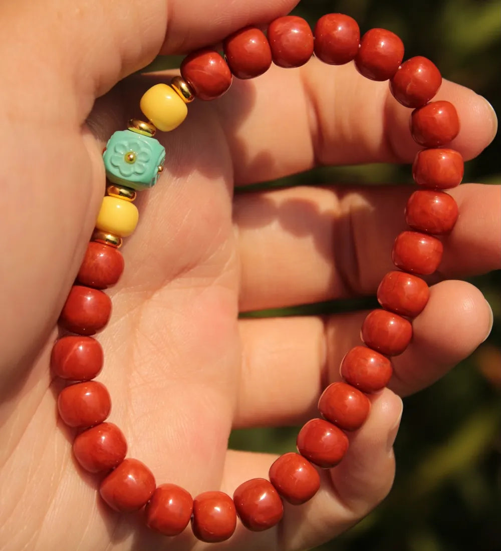 Lucky Energy South Red Agate Bead Bracelet  8mm