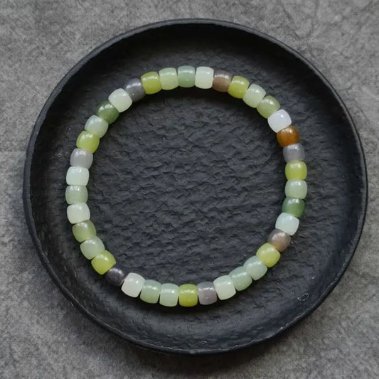 Multi-color Natural Hetian Jade Bracelet