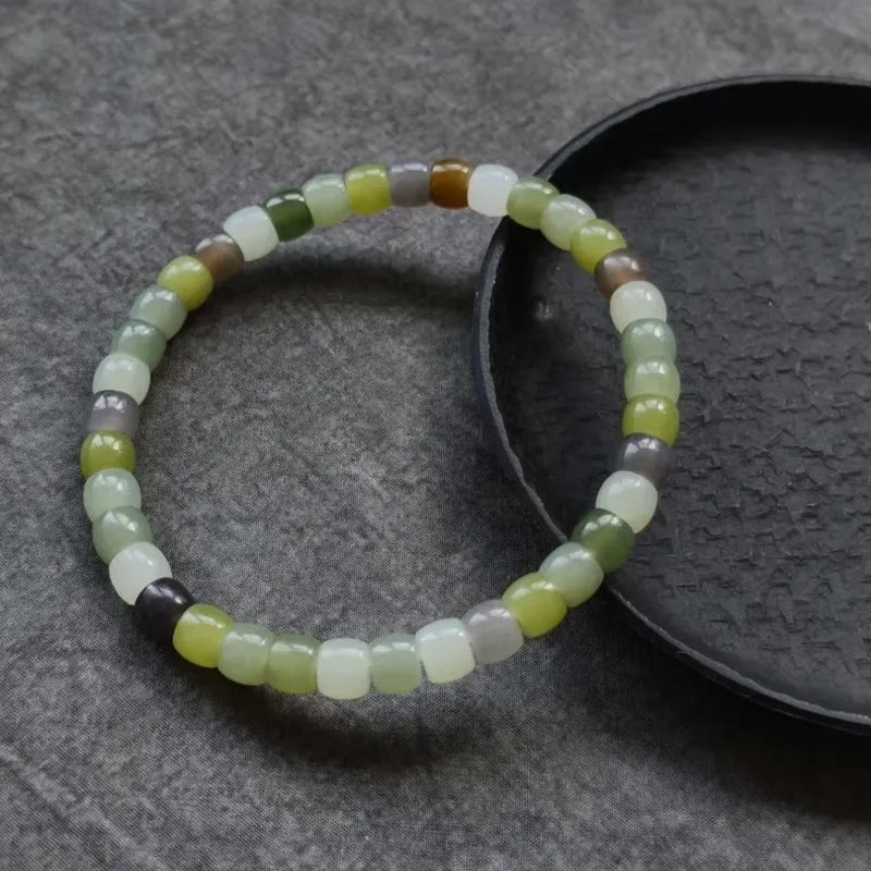 Multi-color Natural Hetian Jade Bracelet