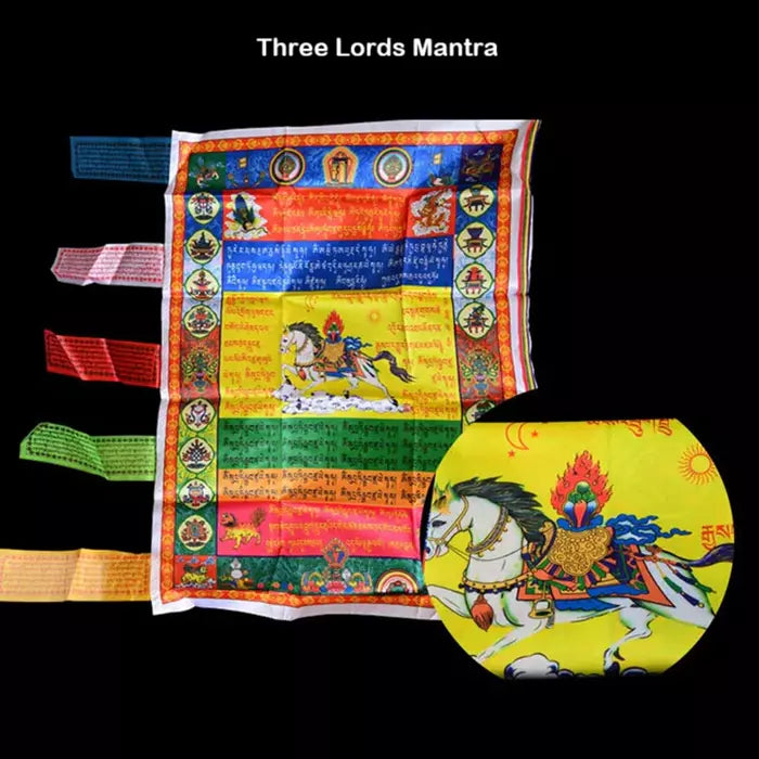 Vertical Tibetan Prayer Flags Colorful Windhorse Flag for Protection and Decoration