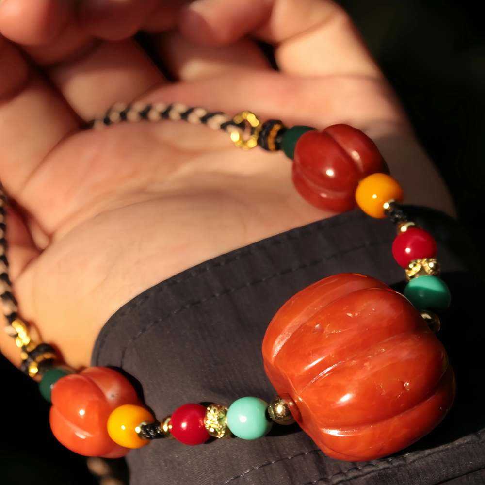 Tibetan Timeless Beauty Vintage South Red Agate Mala Necklace Pendant