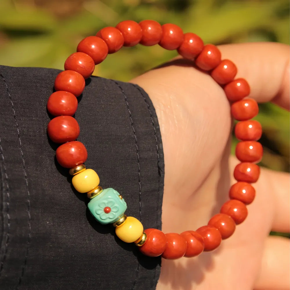 Lucky Energy South Red Agate Bead Bracelet  8mm