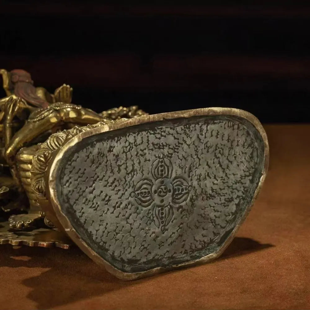 Copper-crafted 34-armed Yamantaka statue for wisdom and divine protection