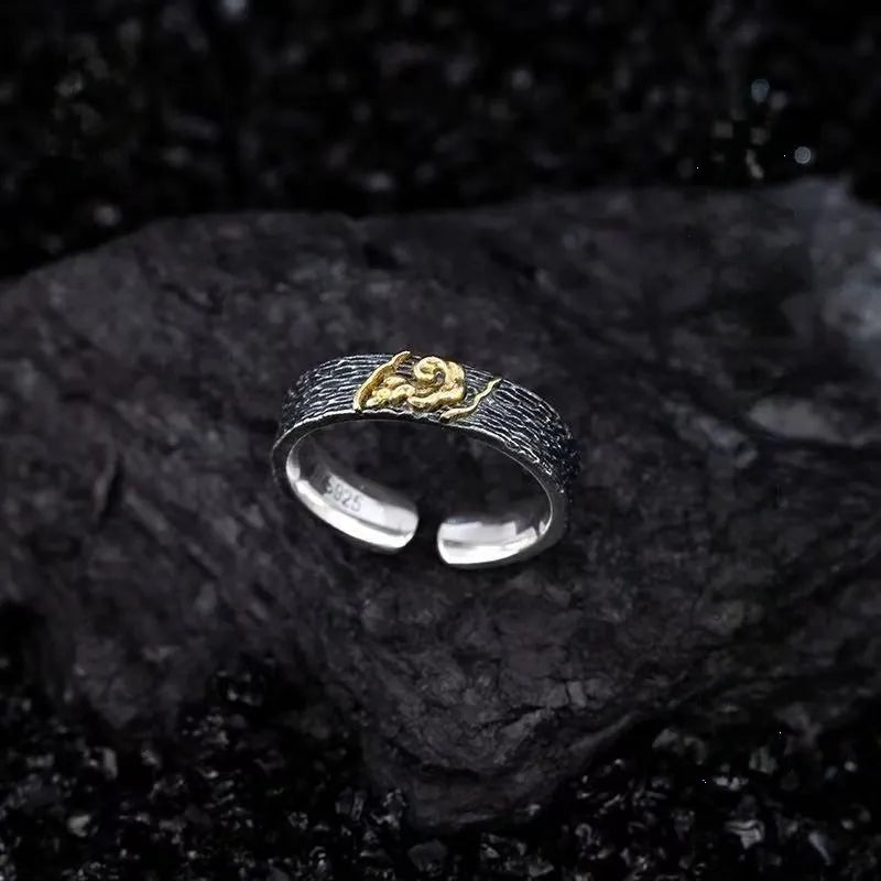 Tibetan S925 Silver Ring for Harmony of Earth