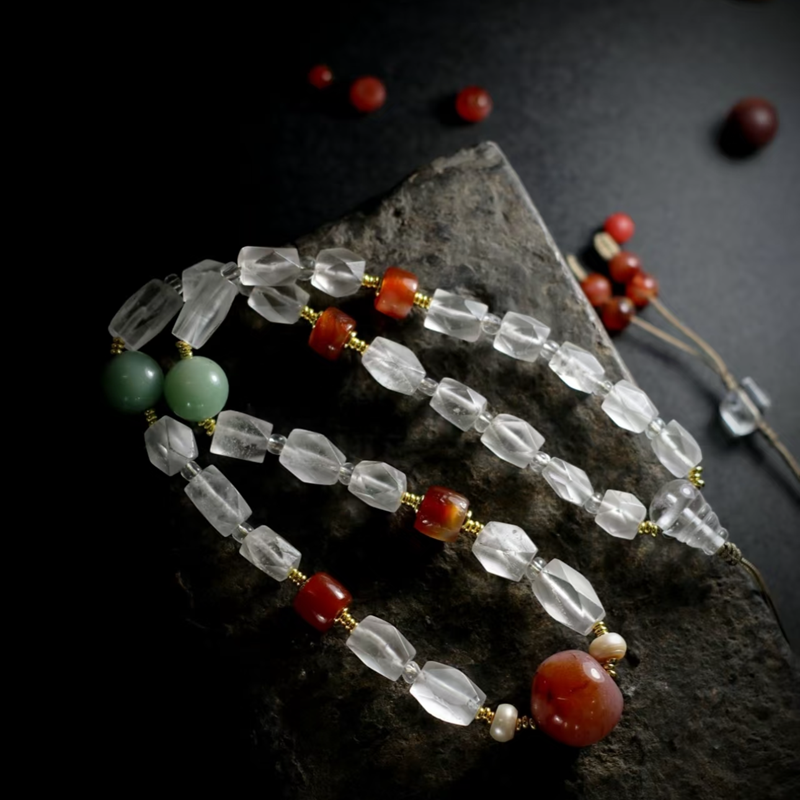 Himalayan Crystal Necklace-Gem Healing Necklace 6-15mm