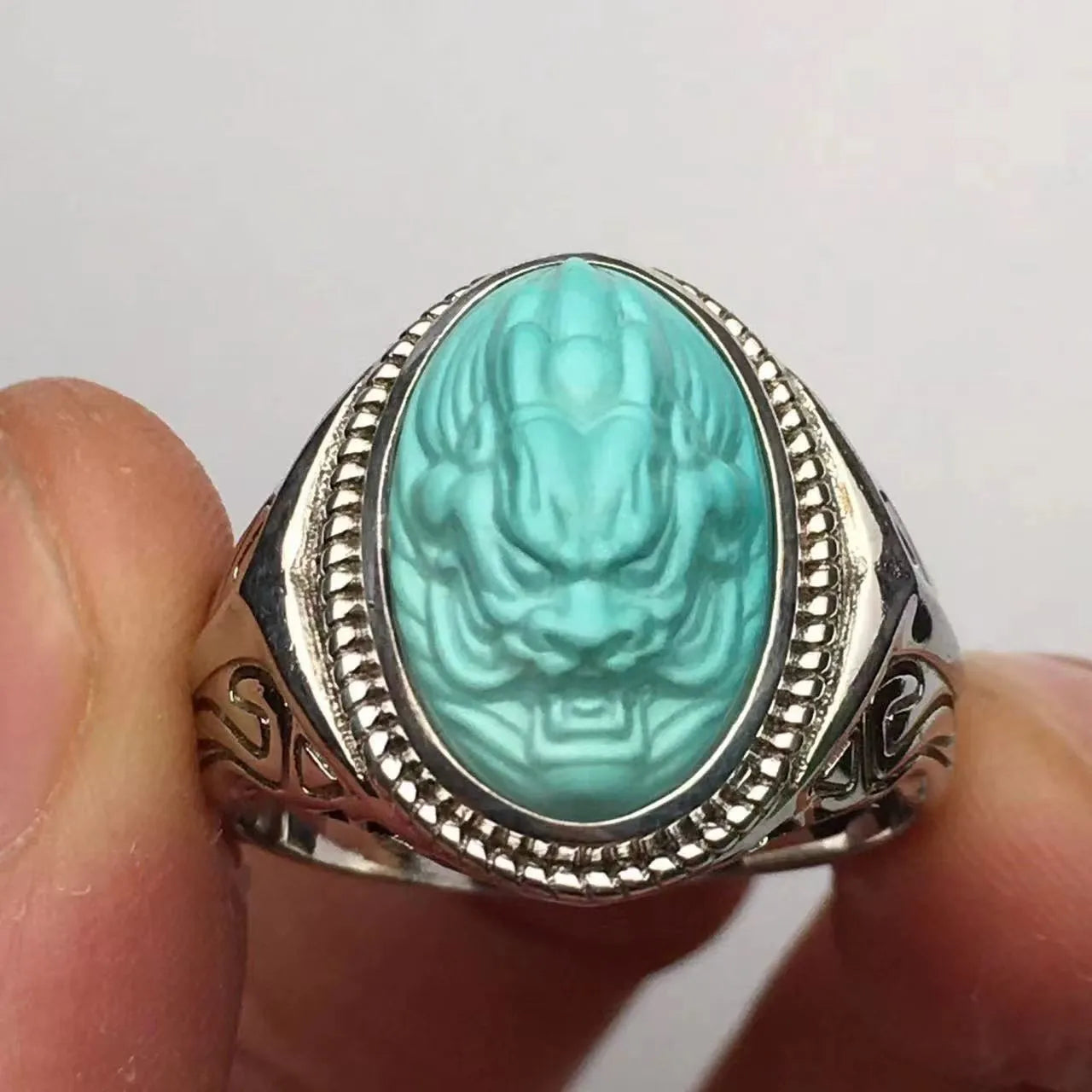 Premium Mens Turquoise Ring Sterling Silver