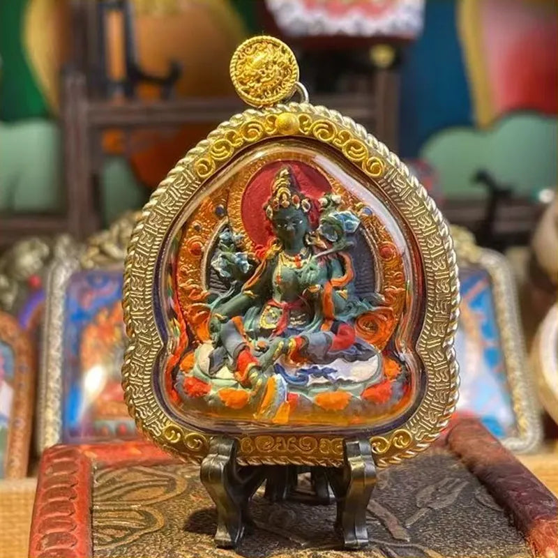 Silver-Cased Green Tara for protection and spiritual guidance