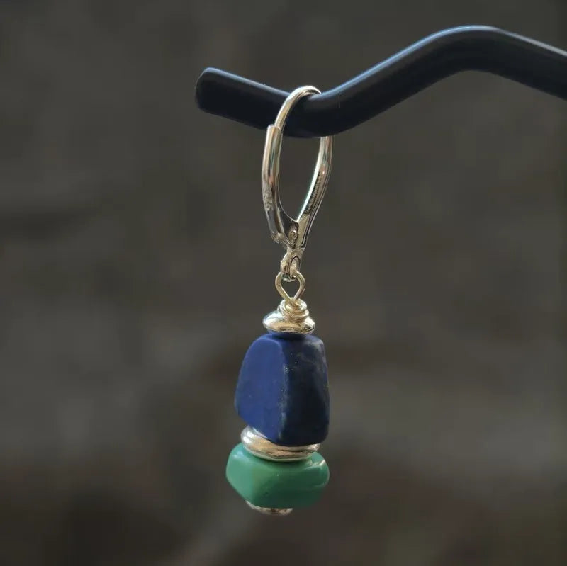 Versatile Natural lapis lazuli and turquoise earrings
