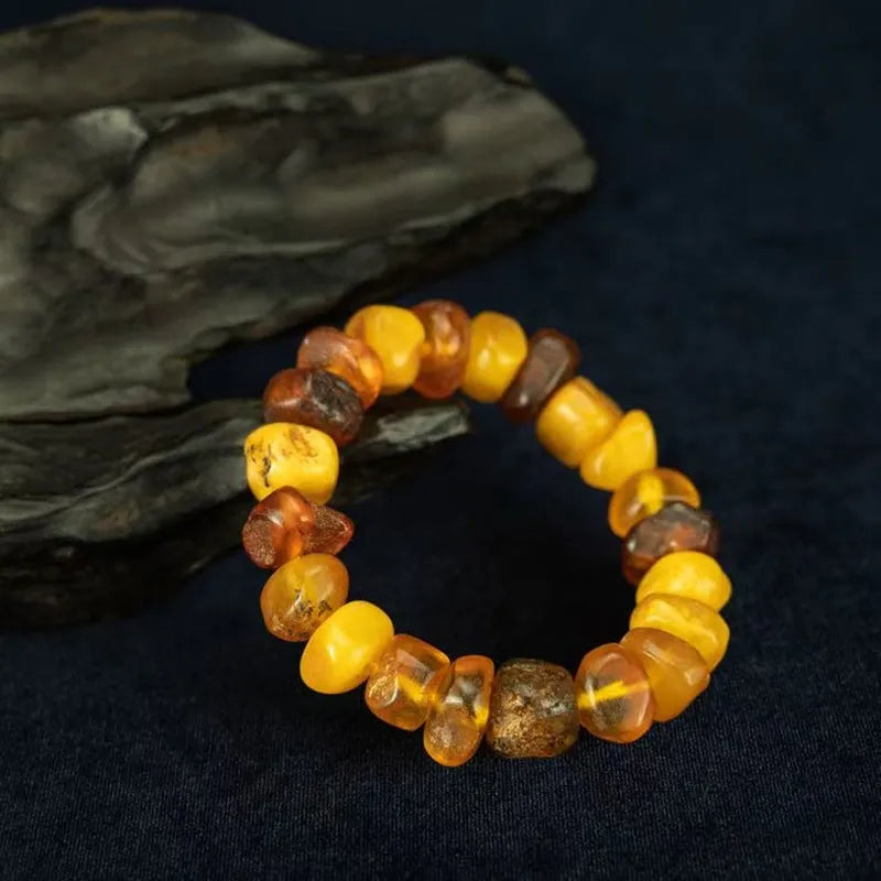 Precious Natural Honey Amber and Multi-Treasure Bracelet for Wealth and Prosperity