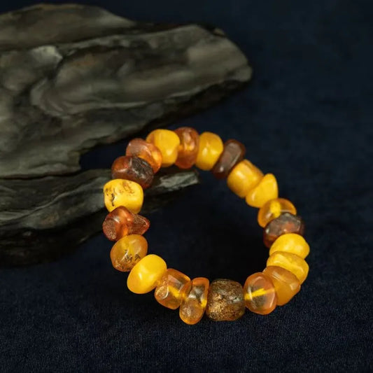 Precious Natural Honey Amber and Multi-Treasure Bracelet for Wealth and Prosperity