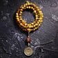 Tibetan Wealth Tiger Eye and Amber Pendant Necklace