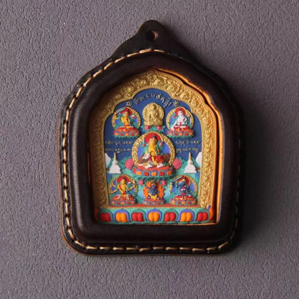 Leather-Cased Five Forms of Manjushri Tsha-Tsha Buddha