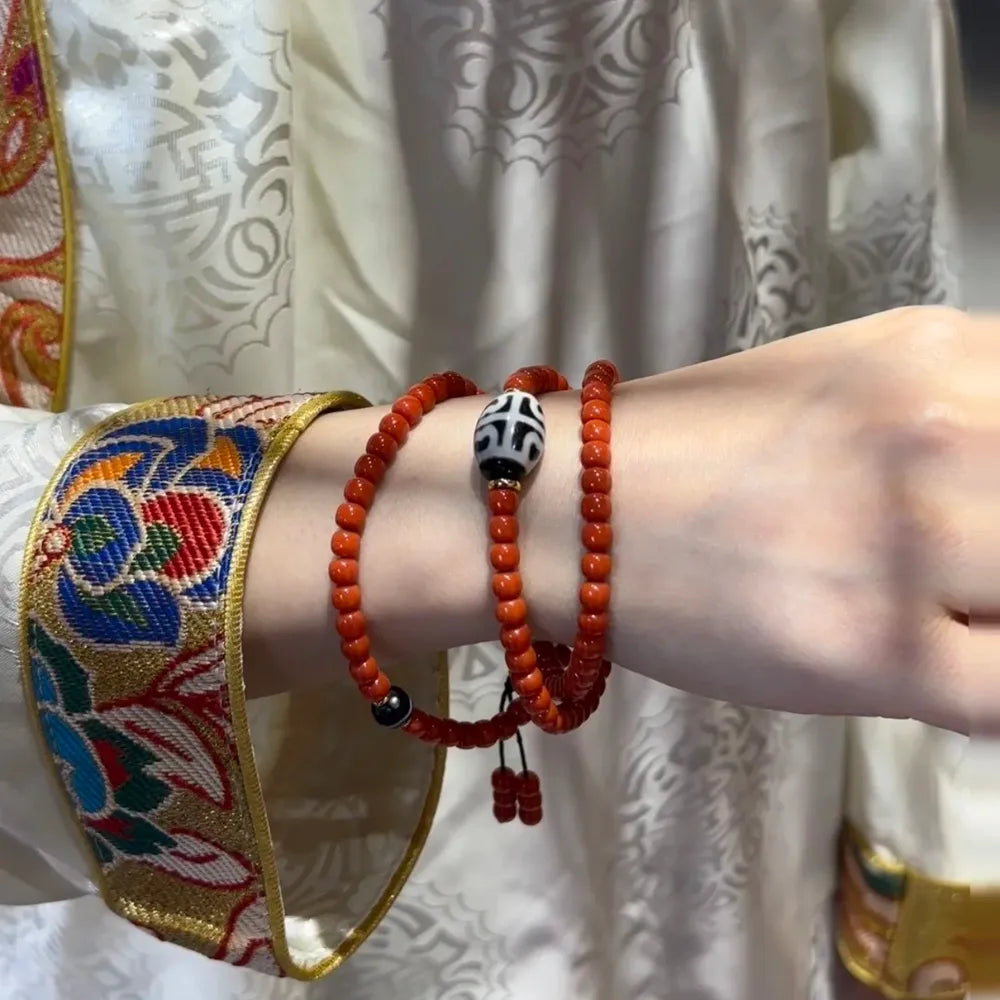 Natural Premium Nanhong Agate 108 Buddhist Beads Auspicious Prayer Bead Bracelet Necklace