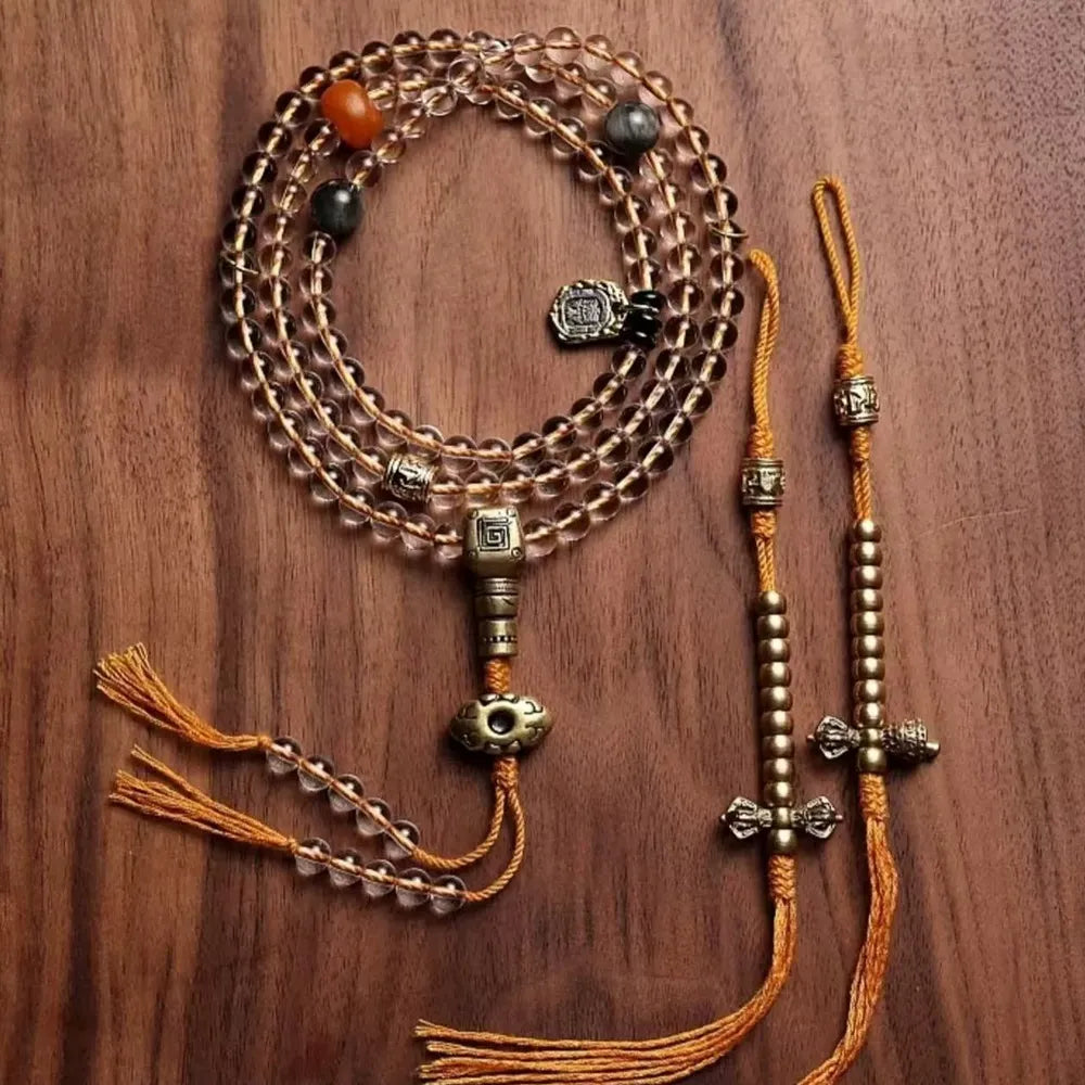 Clear Quartz  108 Mala Beads Bracelet and Necklace