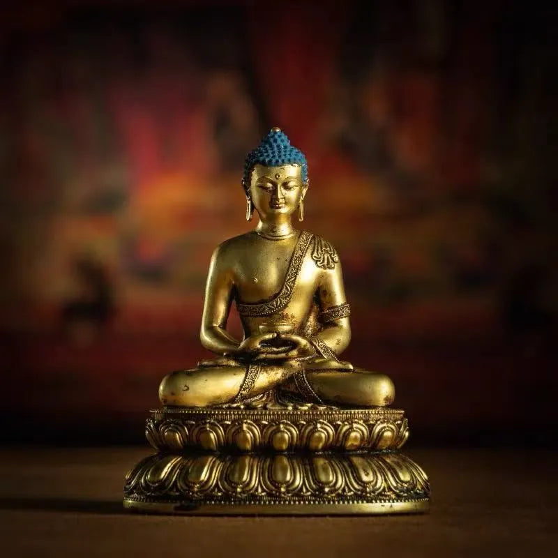 Buddhist Fully Gilded Compassionate Expression Sakyamuni Buddha Statue