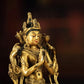 Four-Armed Avalokitesvara in Sculpture with Twin Lotus Base and Mud-Gold Inlay Craftsmanship