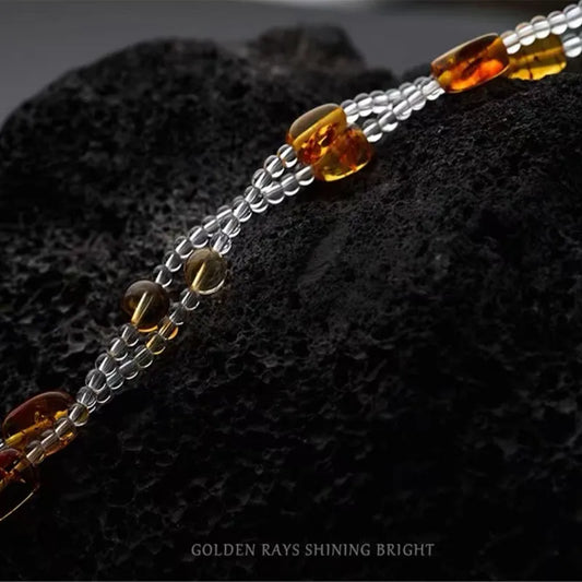 Citrine and Amber Creativity Wealth Energy Bracelet and Necklace