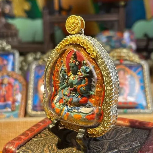 Silver-Cased Green Tara for protection and spiritual guidance