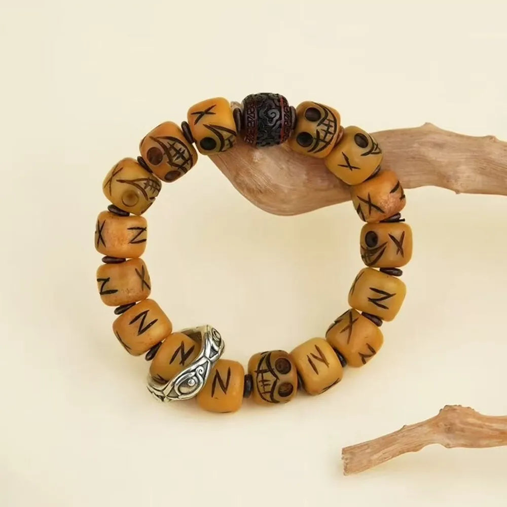 Prosperity Dzi Yak Bone Bracelet