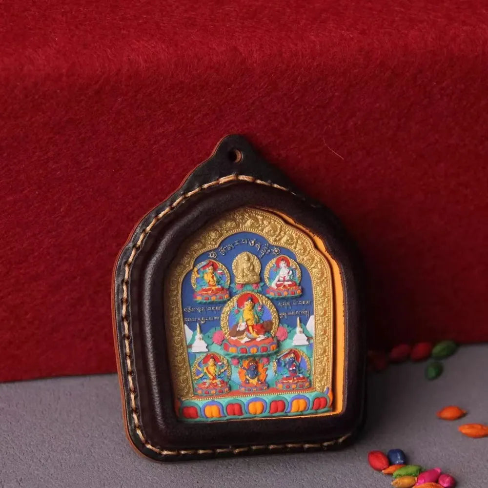 Leather-Cased Five Forms of Manjushri Tsha-Tsha Buddha