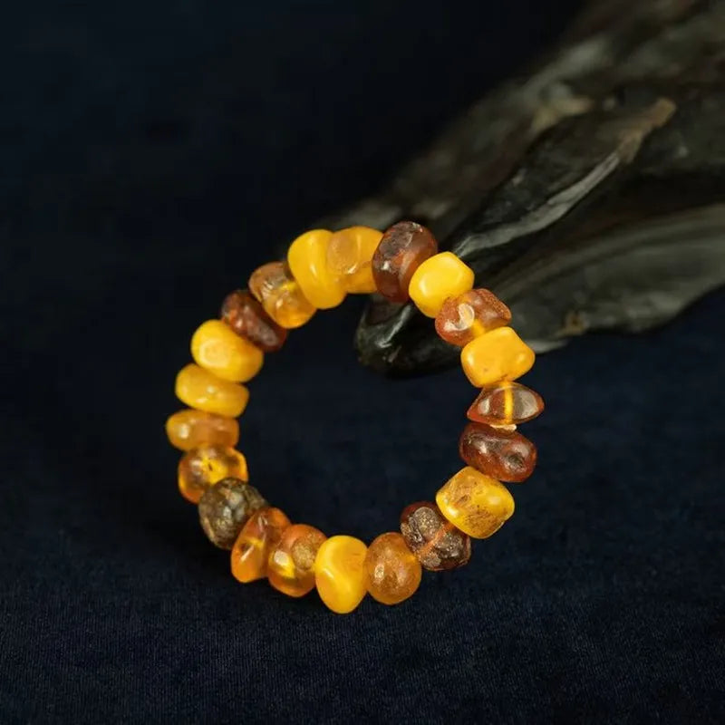 Precious Natural Honey Amber and Multi-Treasure Bracelet for Wealth and Prosperity