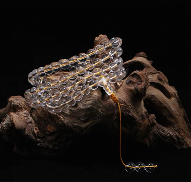 Top 108  Mala Beads Himalayan Clear Crystal Healing Necklace