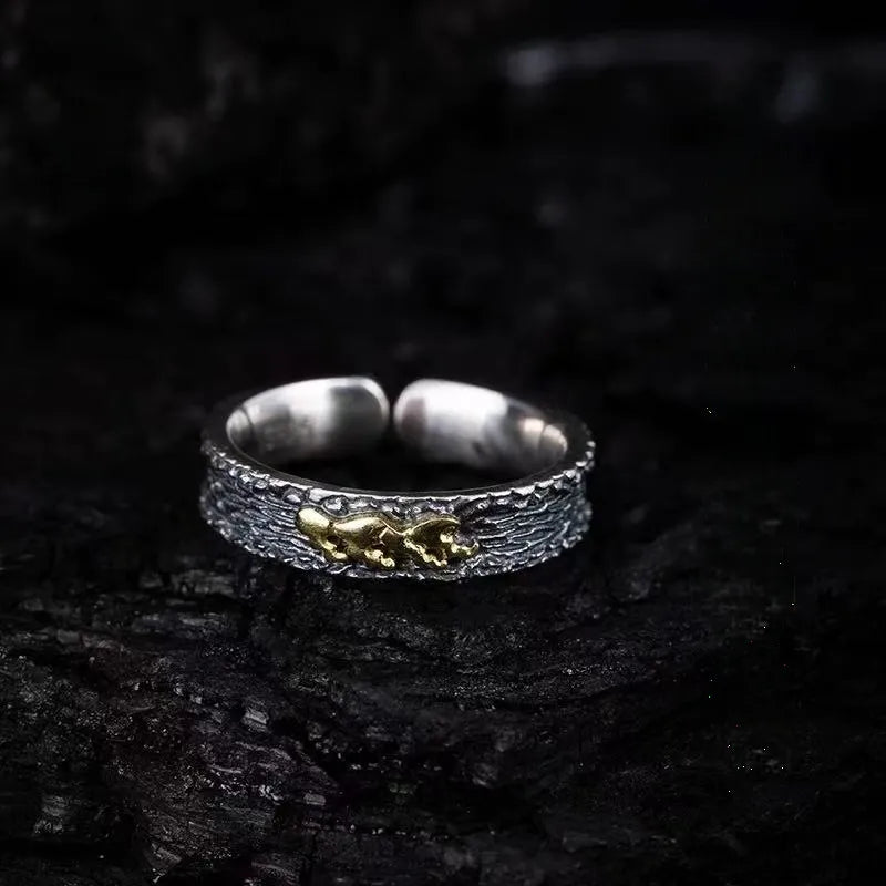 Tibetan S925 Silver Ring for Harmony of Earth