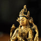 Four-Armed Avalokitesvara in Sculpture with Twin Lotus Base and Mud-Gold Inlay Craftsmanship