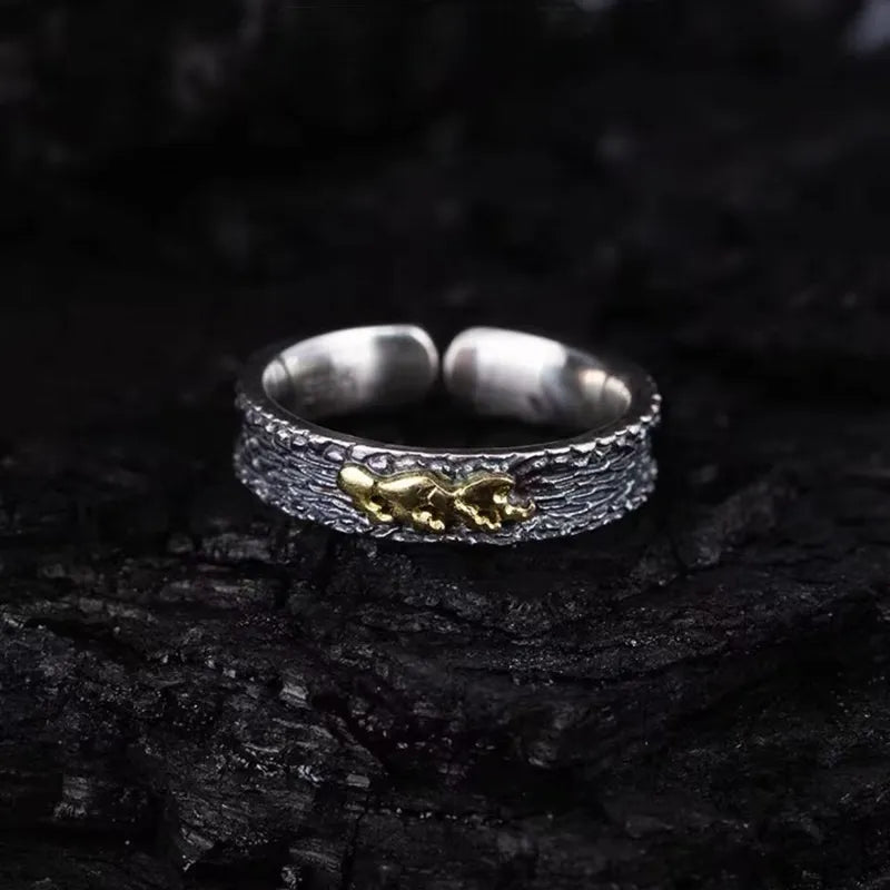 Tibetan S925 Silver Ring for Harmony of Earth