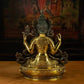 Antique Gilded Bronze Four-Armed Guanyin Statue