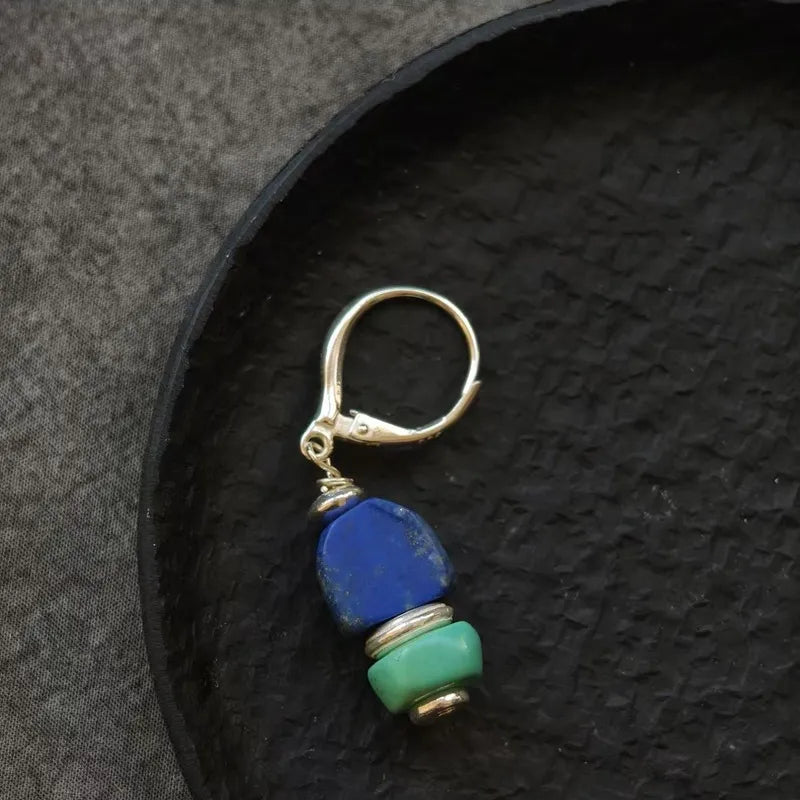 Versatile Natural lapis lazuli and turquoise earrings