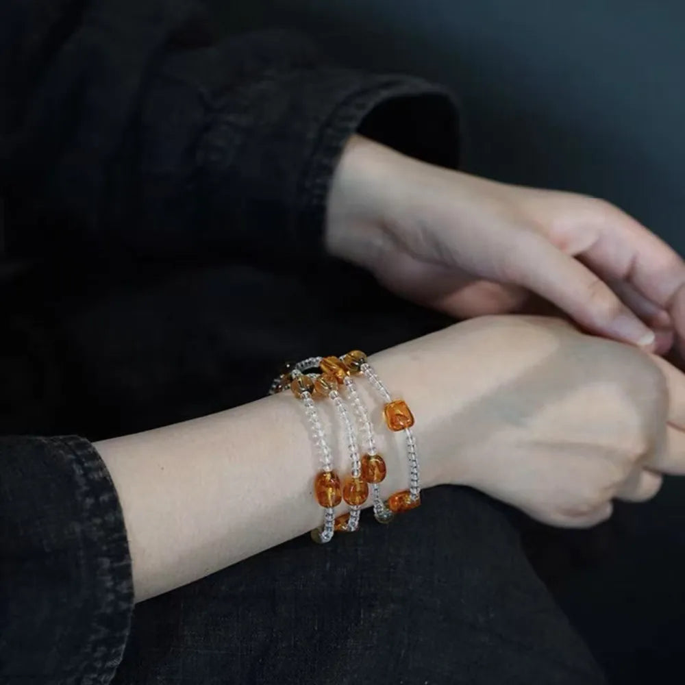 Citrine and Amber Creativity Wealth Energy Bracelet and Necklace