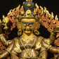 Rare Qing Dynasty Gilt Bronze Three-Faced and Six-Armed Black Jambhala Statue