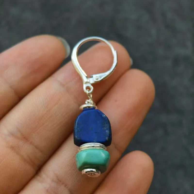 Versatile Natural lapis lazuli and turquoise earrings