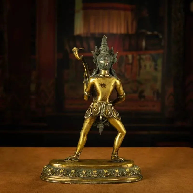 Protective and Wisdom Energy Copper Saraswati Buddha Statue